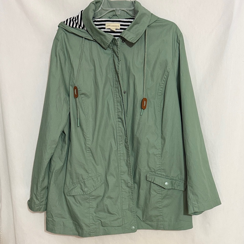 Appleseed’s Green Hooded Utility Jacket, Size XL, NWOT, MAKE AN OFFER!!!